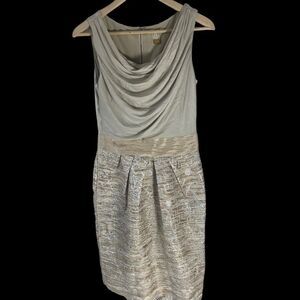RR Rachel Roy Cream/Gold Boatneck Sleeveless‎ Silk Brocade Dress Sz 4